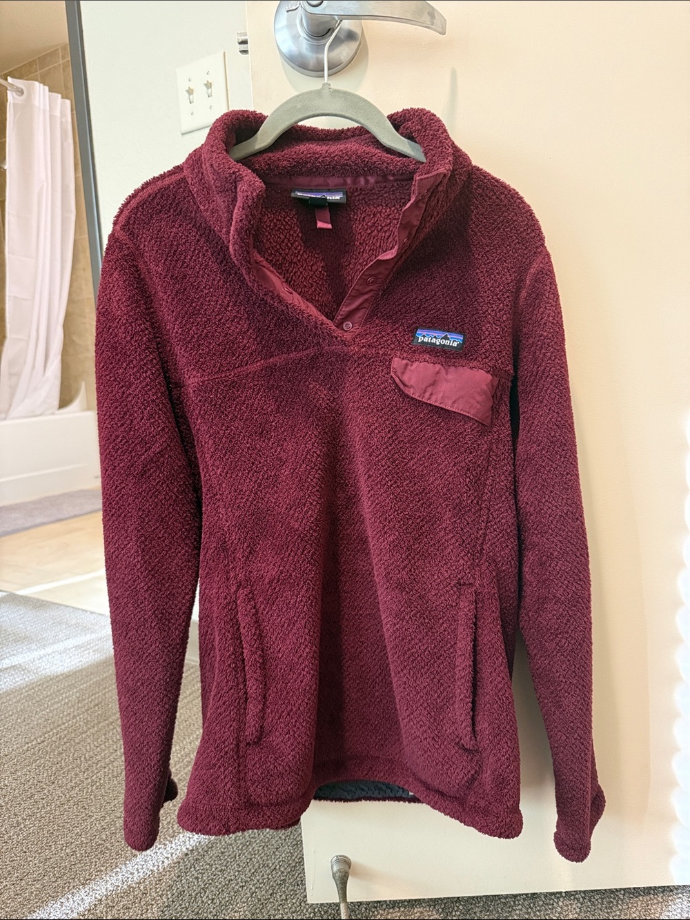Patagonia Burgundy Sherpa Pullover with Snap Neck